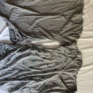 2 grey maternity shirts